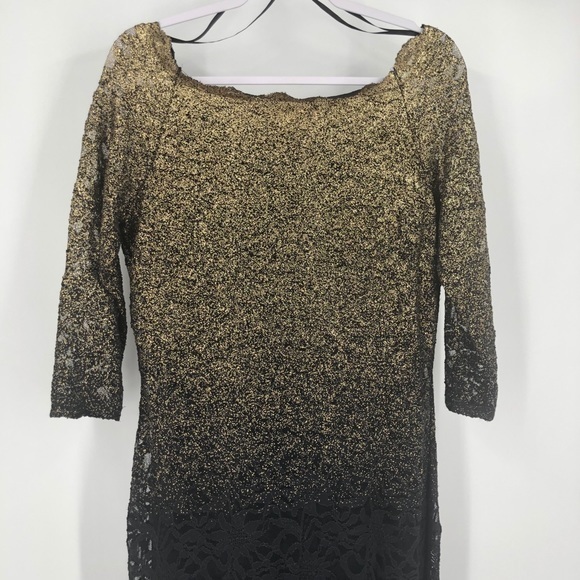 MARINA Size 12 Black & Gold Ombre Maxi Dress - Picture 1 of 13